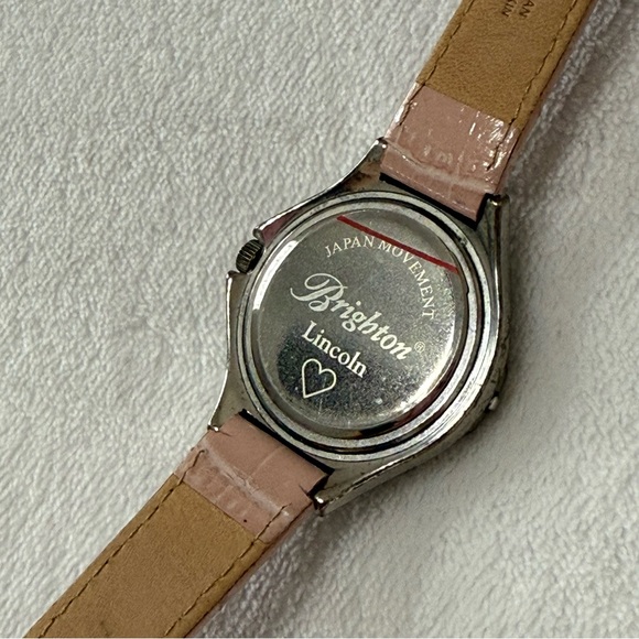 Brighton Lincoln watch(W20140) silver with pink crocodile-embossed leather strap - Picture 5 of 5